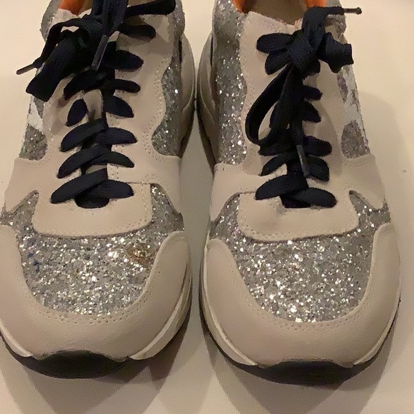 Steve Madden Price Silver Glitter Star Nude Suede Upper Sneakers Size 7.5 - Picture 6 of 7